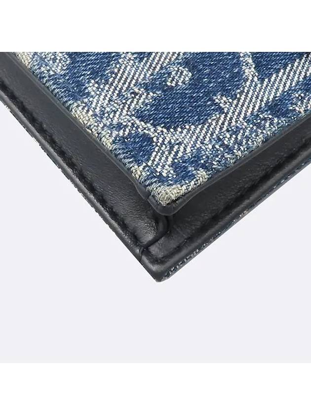 S5611CDCE M49E Saddle oblique denim jacquard D logo flap card wallet - DIOR - BALAAN 3