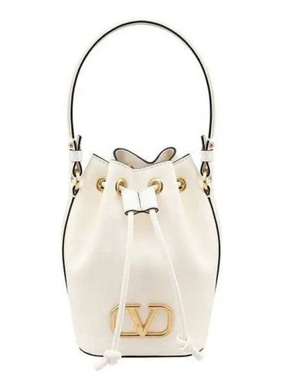 V Logo Signature Nappa Leather Bucket Bag Ivory - VALENTINO - BALAAN 2