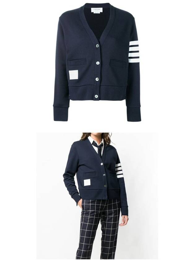 4-Bar Loopback Jersey Cardigan Navy - THOM BROWNE - BALAAN 5