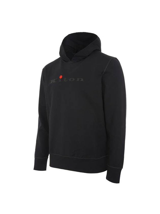 UMK0289 BLACK classic logo black hoodie - KITON - BALAAN 2