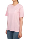 Deodara Side Slit Cotton Short Sleeve T-shirt Pink - MAX MARA - BALAAN 3