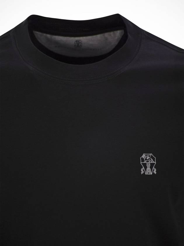 Crew-neck cotton jersey T-shirt with printed logo - BRUNELLO CUCINELLI - BALAAN 4