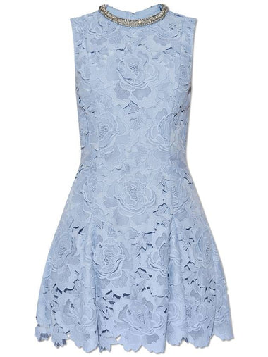 Self Portrait Lace Dress With Shimmering Crystals, Women's, Light Blue - SELF PORTRAIT - BALAAN 1