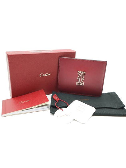 Cartier L3001887 Cherry Red Calfskin C De Card Wallet - CARTIER - BALAAN 2