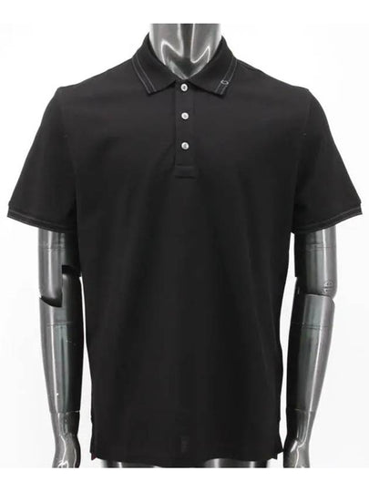 Classic Cotton Polo Shirt Black - SALVATORE FERRAGAMO - BALAAN 2