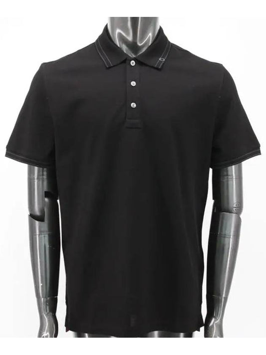 Classic Cotton Polo Shirt Black - SALVATORE FERRAGAMO - BALAAN 2