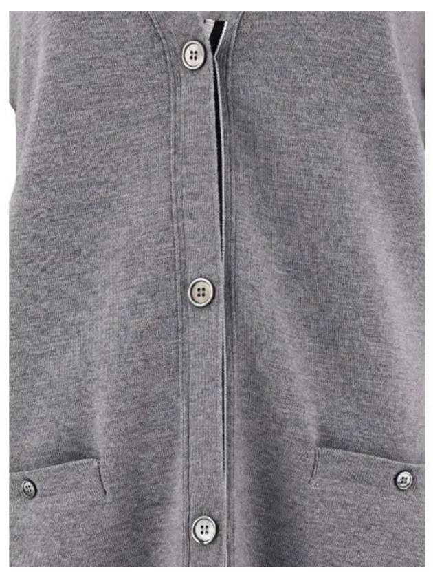 Milano Fine Merino Cardigan Light Grey - THOM BROWNE - BALAAN 5