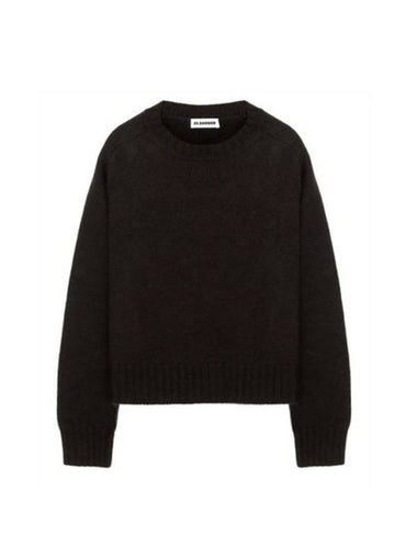 Crew Neck Wool Knit Top Dark Brown - JIL SANDER - BALAAN 1