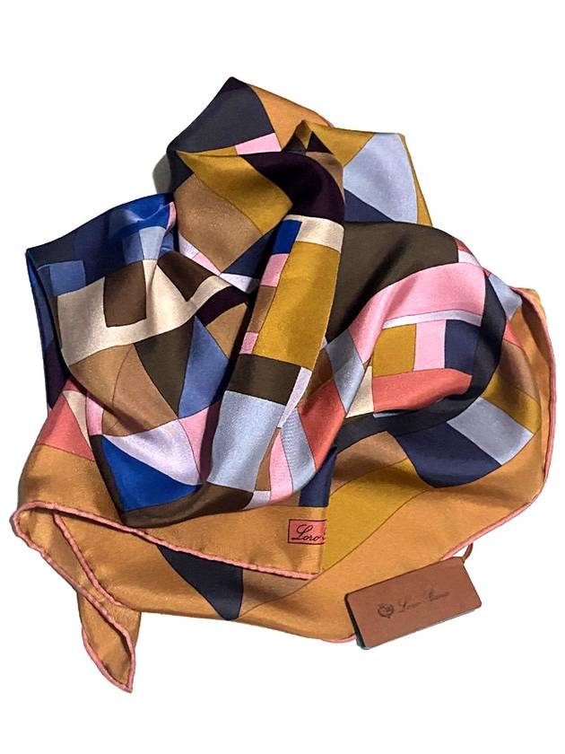 flar foulard silk scarf rainbow patch twill FAL7374 - LORO PIANA - BALAAN 1