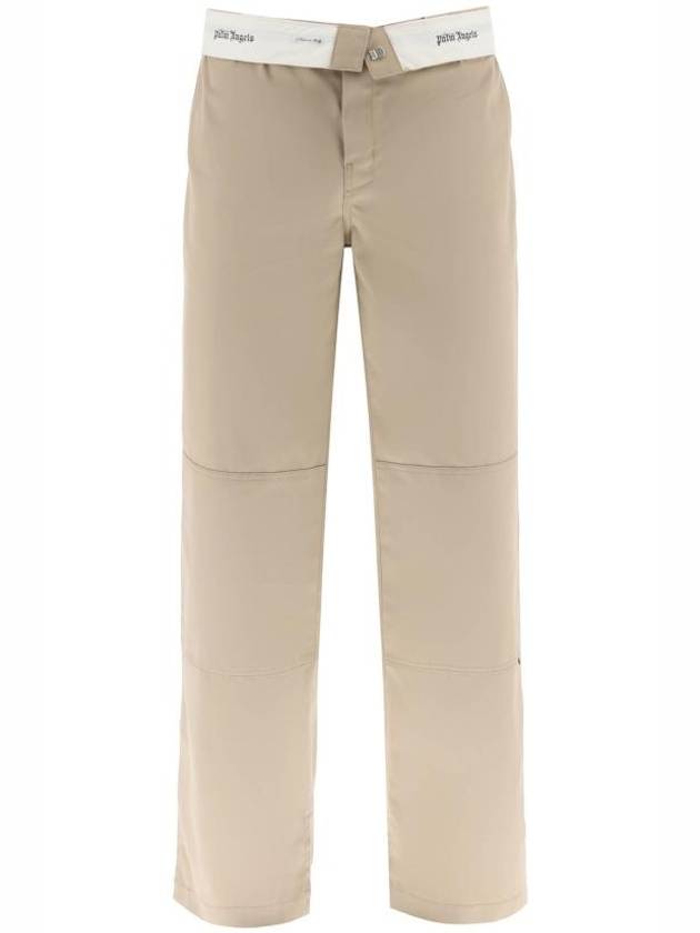 Reversed Waistband Chino Straight Pants Beige - PALM ANGELS - BALAAN 2