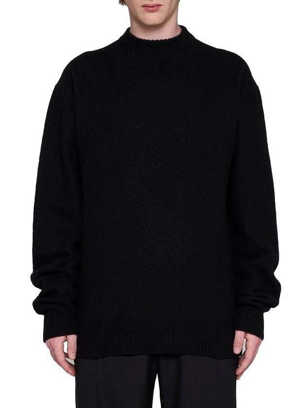 Crewneck Wool Knit Top Black - JIL SANDER - BALAAN 4