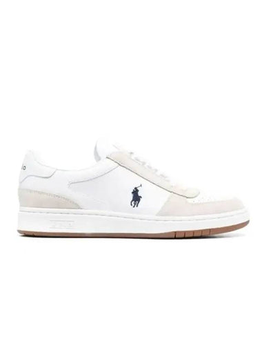 Embroidery Pony Logo Coat Leather Suede Low Top Sneakers White - POLO RALPH LAUREN - BALAAN 1