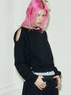 Shoulder Open Strap Sweatshirt Sweatshirt Black - NOTKNOWING - BALAAN 2