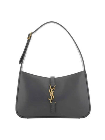 Le 5 A 7 Smooth Leather Hobo Shoulder Bag Dark Grey - SAINT LAURENT - BALAAN 1