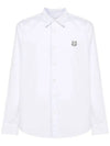 Fox Patch Cotton Long Sleeve Shirt White - MAISON KITSUNE - BALAAN 3