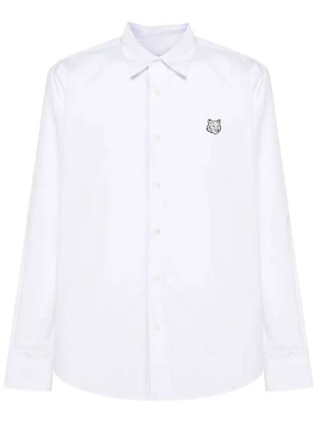 Fox Patch Cotton Long Sleeve Shirt White - MAISON KITSUNE - BALAAN 3