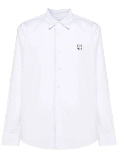 Fox Patch Cotton Long Sleeve Shirt White - MAISON KITSUNE - BALAAN 2