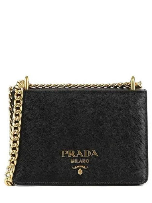 Saffiano Leather Chain Shoulder Bag Black - PRADA - BALAAN 2