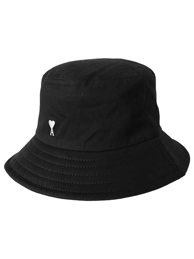 Heart Logo Cotton Bucket Hat Black - AMI - BALAAN 3