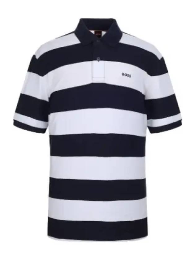 Boss Striped Short Sleeve Polo Shirt Collar T - HUGO BOSS - BALAAN 1