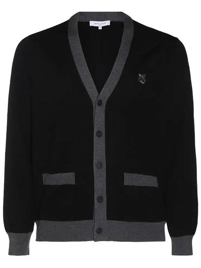 Bold Fox Head Patch Two-Tone Cardigan Black - MAISON KITSUNE - BALAAN 2