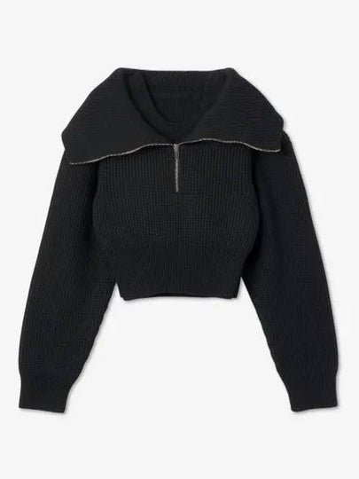 La Maille Risoul Double Collar Knit Top Black - JACQUEMUS - BALAAN 2