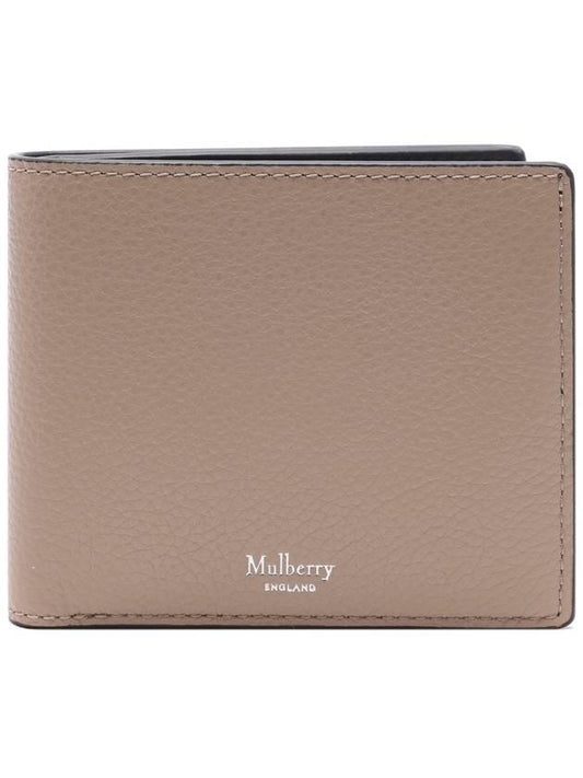 Men's Logo Printed Leather Half Wallet Beige - MULBERRY - BALAAN 2