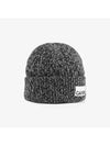 Logo Patch Ribbed Knit Beanie Black - GANNI - BALAAN 3