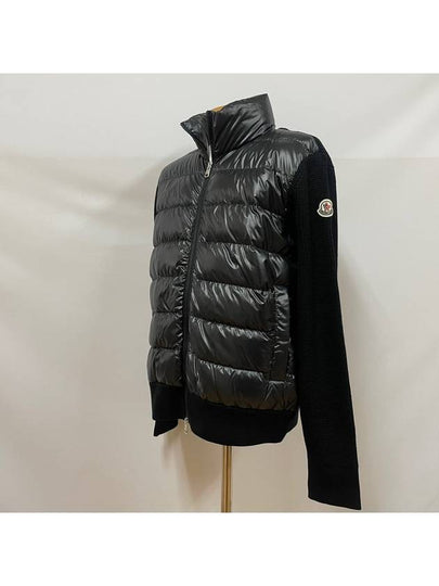 Logo Patch Padded Wool Cardigan Black - MONCLER - BALAAN 2