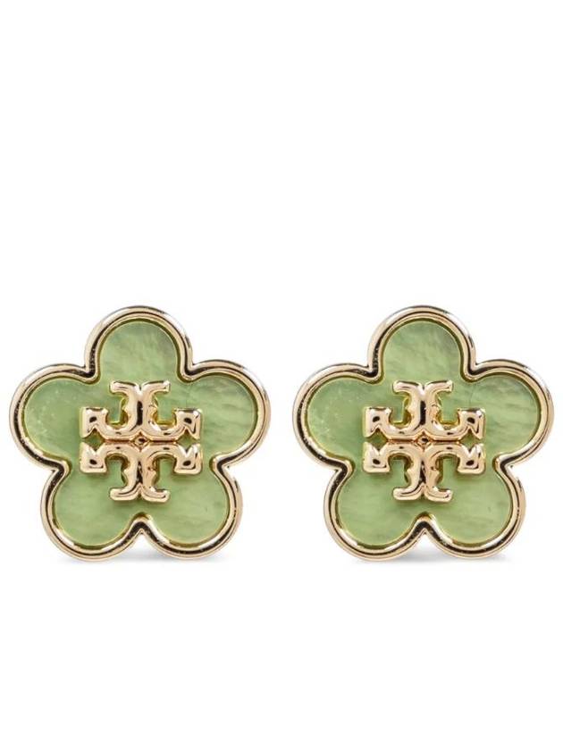 Kira Flower Stud Earrings Green - TORY BURCH - BALAAN 1