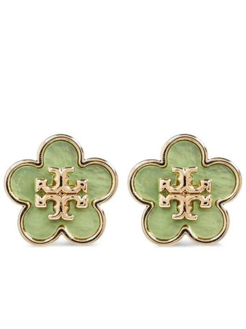 Kira Flower Stud Earrings Green - TORY BURCH - BALAAN 1