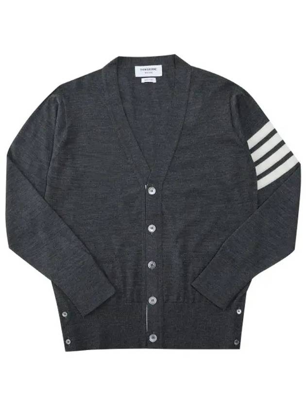 Men's Sustainable Classic Diagonal Wool Cardigan Dark Grey - THOM BROWNE - BALAAN 2