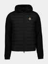 Men s goose padded logo patch knit hooded cardigan 9B00009 E1500 - MONCLER - BALAAN 1