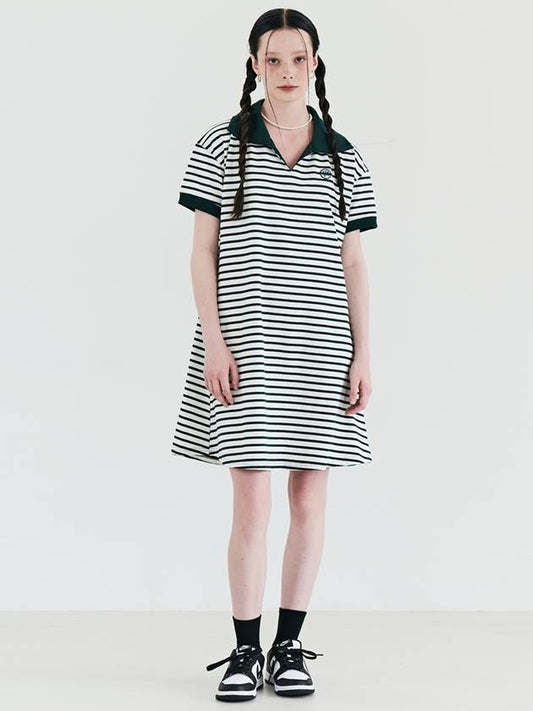 Stripe Collar Summer Short Dress Green - METAPHER - BALAAN 1