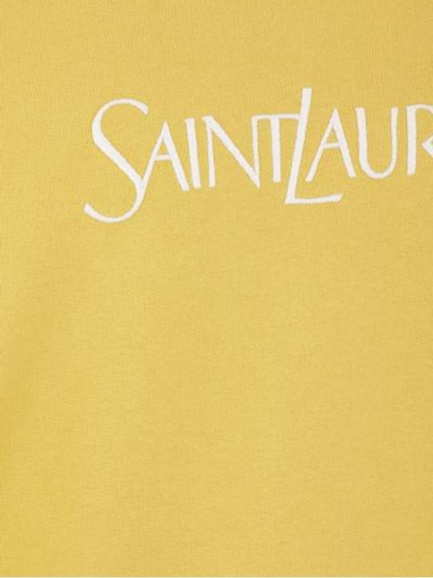 Embroidered Logo Organic Cotton Sweatshirt Yellow - SAINT LAURENT - BALAAN 3