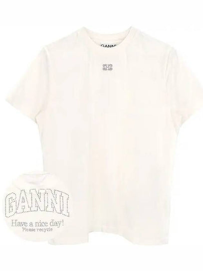 Logo Cotton Short Sleeve T-Shirt White - GANNI - BALAAN 2