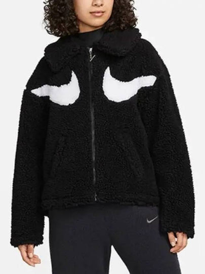 Swoosh Sherpa Full Zip Jacket Black - NIKE - BALAAN 2