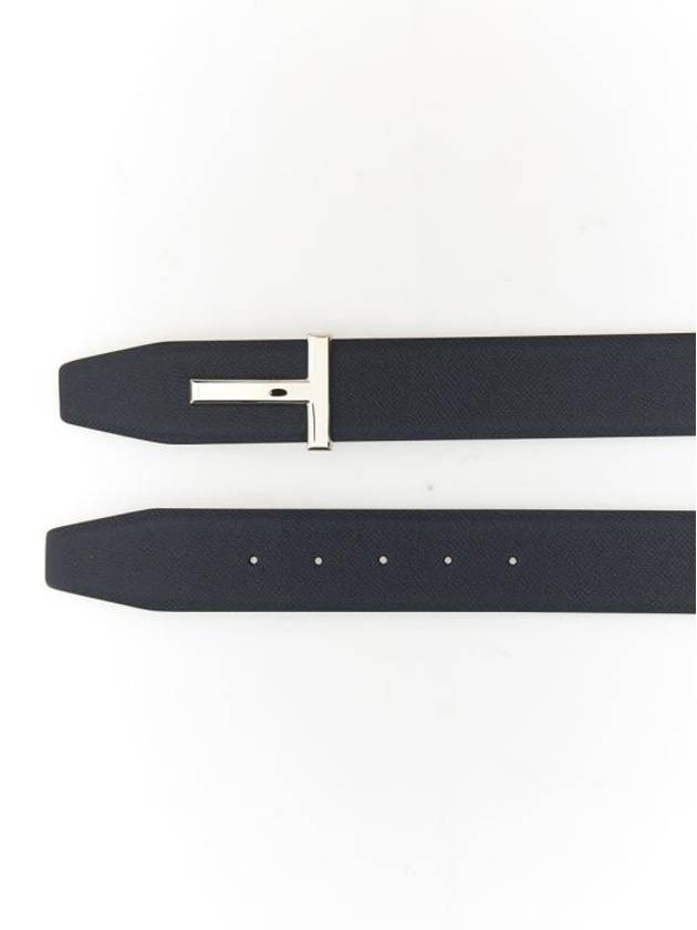 Men's T Logo Reversible Leather Belt Navy - TOM FORD - BALAAN 4