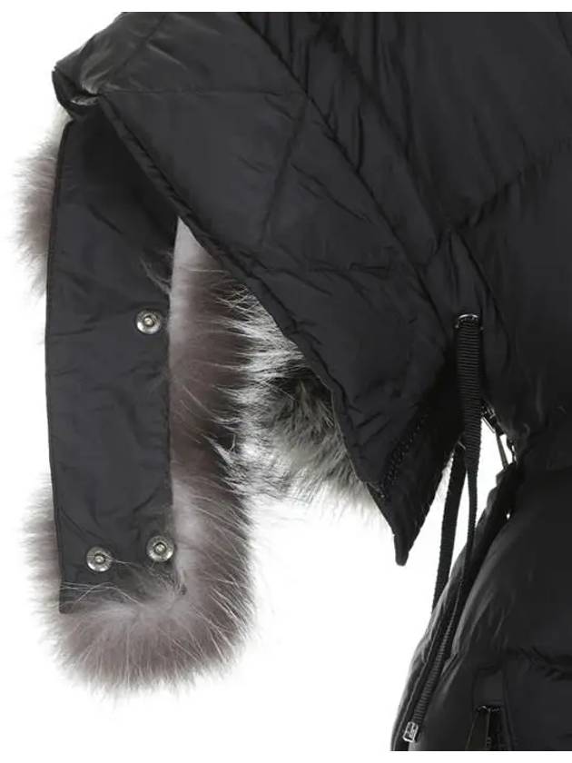 Women's Afroti Aphroti Silver Fox Fur Down Long Padding Black - MONCLER - BALAAN.