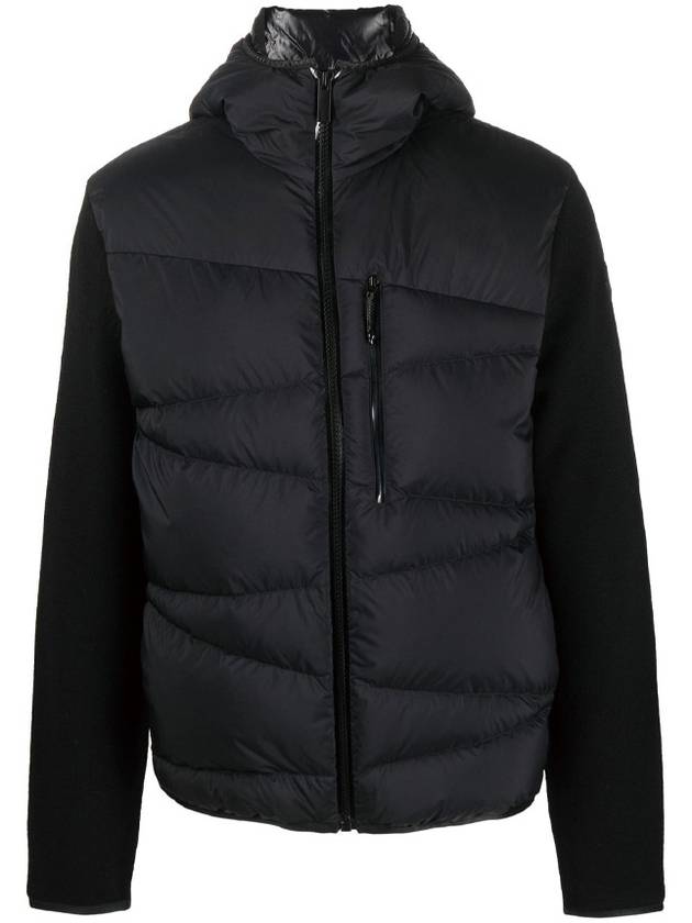 Men s patch logo diagonal quilted down padded knit hood zip up black 9B00010 M1122 999 - MONCLER - BALAAN 1