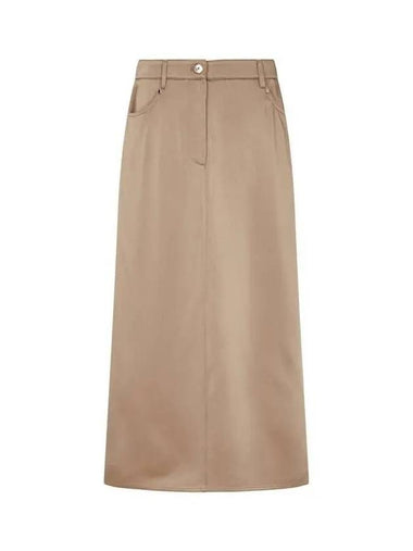 10 epoint women s glossy back slit skirt dark beige 270017 - BRUNELLO CUCINELLI - BALAAN 1