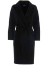 Women's Arona Belt Virgin Wool Single Coat Black - S MAX MARA - BALAAN 2