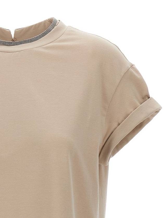 Monil Crew Neck Short Sleeve T-Shirt Beige - BRUNELLO CUCINELLI - BALAAN 4