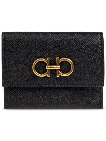 FERRAGAMO Leather Card Case, Women's, Black - SALVATORE FERRAGAMO - BALAAN 1