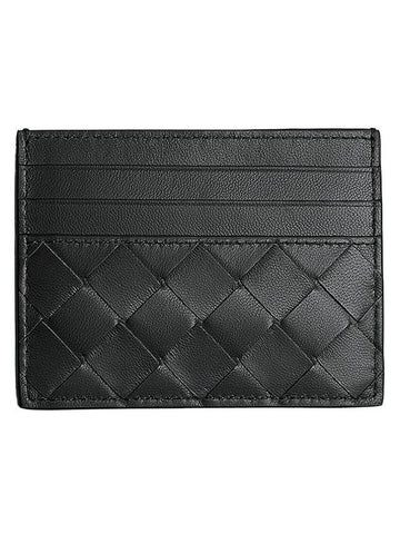 Intrecciato Leather Card Wallet Black - BOTTEGA VENETA - BALAAN 1