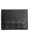 Intrecciato Leather Card Wallet Black - BOTTEGA VENETA - BALAAN 1