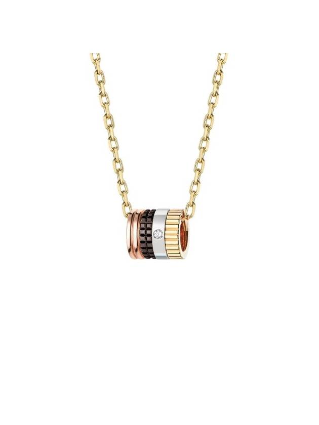 Quatre Mini Ring Pendant Necklace Gold White Pink - BOUCHERON - BALAAN 1