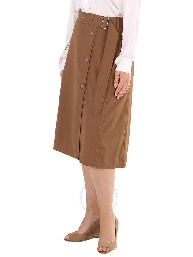 Burberry Ladies Keeley Warm Walnut Belted Mid-Length Skirt, Brand Size 12 (US Size 10) - BURBERRY - BALAAN 3