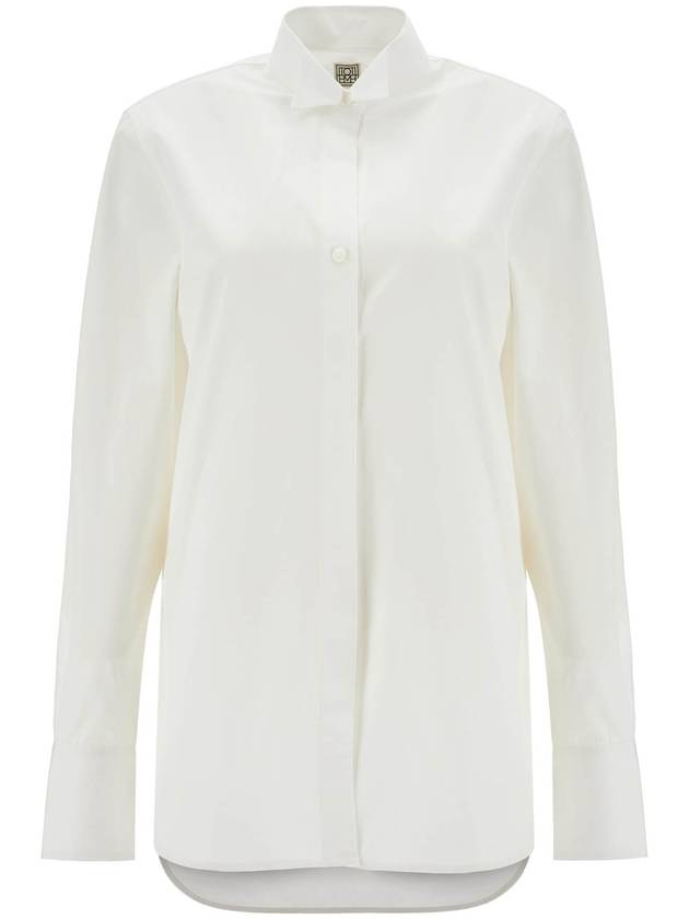 white asymmetrical organic cotton tuxedo shirt - TOTEME - BALAAN 1