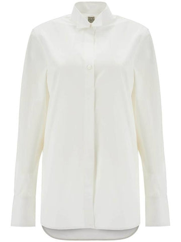 white asymmetrical organic cotton tuxedo shirt - TOTEME - BALAAN 1